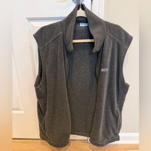 Columbia Men's Size Large Fleece Vest Dark Gray Full Zip Pockets Outdoors
